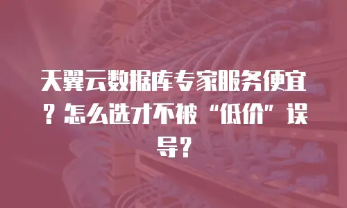 天翼云数据库专家服务便宜？怎么选才不被&ldquo;低价&rdquo;误导？
