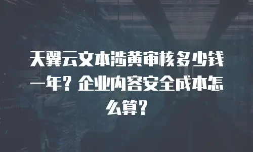 天翼云文本涉黄审核多少钱一年？企业内容安全成本怎么算？