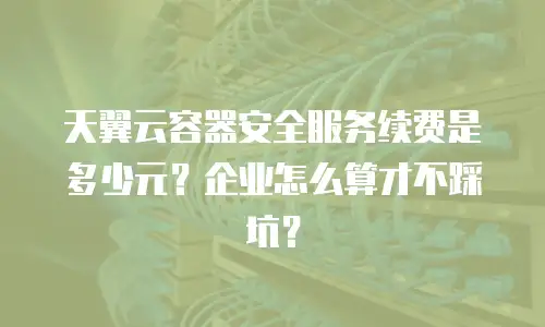 天翼云容器安全服务续费是多少元？企业怎么算才不踩坑？