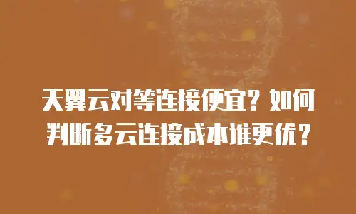 天翼云对等连接便宜？如何判断多云连接成本谁更优？