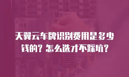 天翼云车牌识别费用是多少钱的？怎么选才不踩坑？
