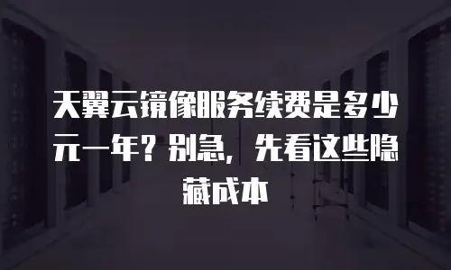 天翼云镜像服务续费是多少元一年？别急，先看这些隐藏成本