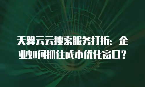 天翼云云搜索服务打折：企业如何抓住成本优化窗口？