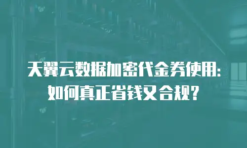 天翼云数据加密代金券使用：如何真正省钱又合规？
