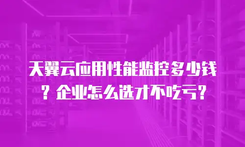 天翼云应用性能监控多少钱？企业怎么选才不吃亏？