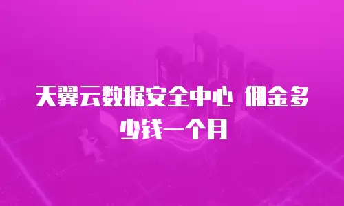 天翼云数据安全中心 佣金多少钱一个月