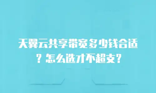 天翼云共享带宽多少钱合适？怎么选才不超支？