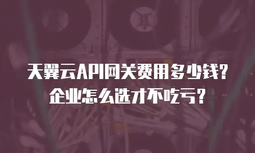 天翼云API网关费用多少钱？企业怎么选才不吃亏？