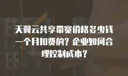 天翼云共享带宽价格多少钱一个月扣费的？企业如何合理控制成本？