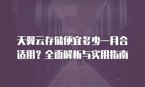 天翼云存储便宜多少一月合适用？全面解析与实用指南