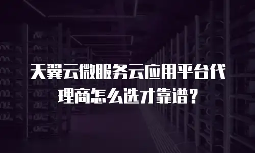 天翼云微服务云应用平台代理商怎么选才靠谱？