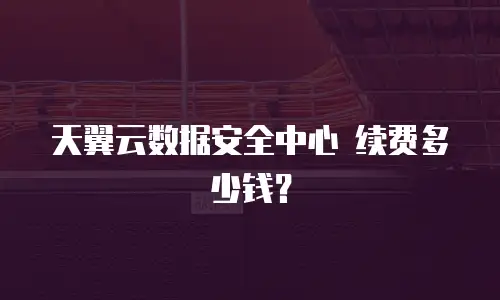 天翼云数据安全中心 续费多少钱？