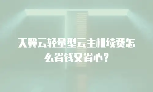 天翼云轻量型云主机续费怎么省钱又省心？