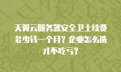 天翼云服务器安全卫士续费多少钱一个月？企业怎么选才不吃亏？