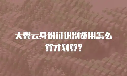 天翼云身份证识别费用怎么算才划算？