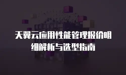 天翼云应用性能管理报价明细解析与选型指南