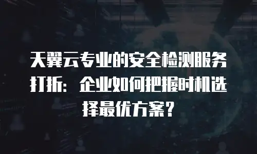 天翼云专业的安全检测服务打折：企业如何把握时机选择最优方案？