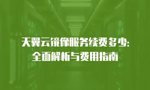 天翼云镜像服务续费多少：全面解析与费用指南