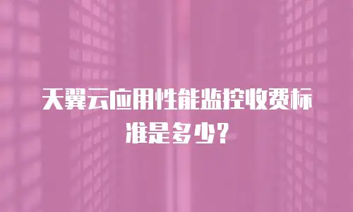 天翼云应用性能监控收费标准是多少？
