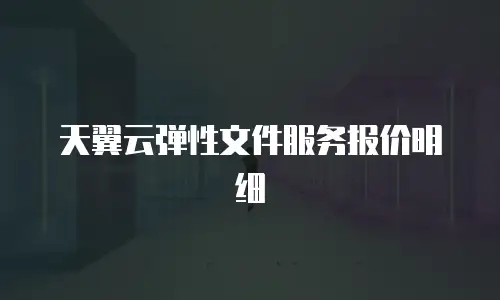 天翼云弹性文件服务报价明细