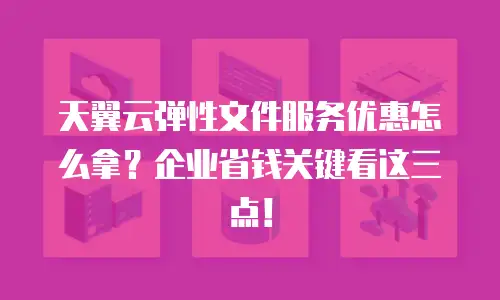 天翼云弹性文件服务优惠怎么拿？企业省钱关键看这三点！