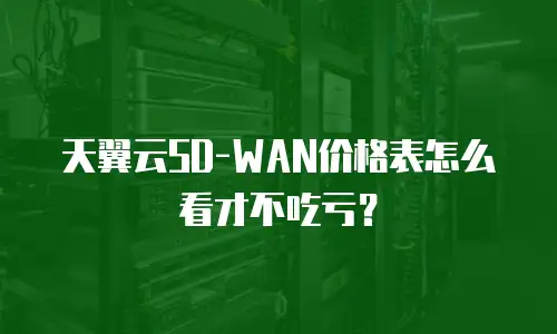 天翼云SD-WAN价格表怎么看才不吃亏？