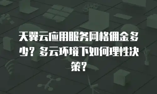 天翼云应用服务网格佣金多少？多云环境下如何理性决策？