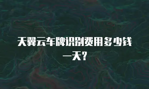 天翼云车牌识别费用多少钱一天？