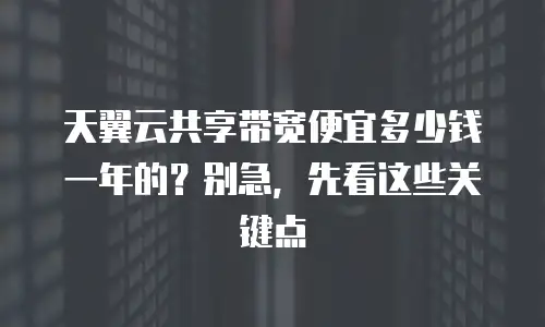 天翼云共享带宽便宜多少钱一年的？别急，先看这些关键点
