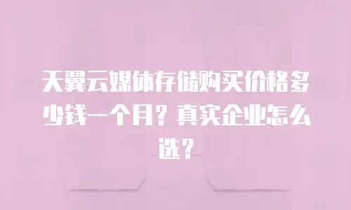 天翼云媒体存储购买价格多少钱一个月？真实企业怎么选？