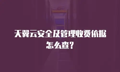 天翼云安全及管理收费依据怎么查？