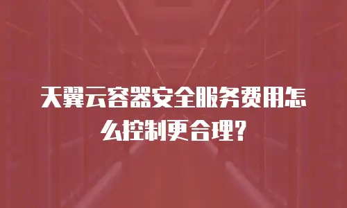 天翼云容器安全服务费用怎么控制更合理？