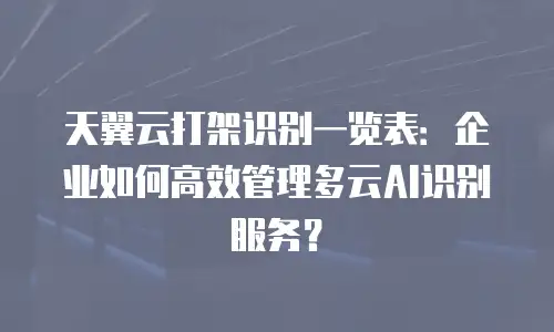 天翼云打架识别一览表：企业如何高效管理多云AI识别服务？
