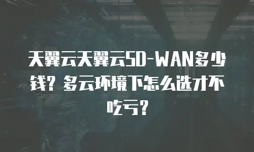 天翼云天翼云SD-WAN多少钱？多云环境下怎么选才不吃亏？