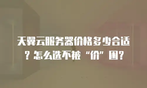天翼云服务器价格多少合适？怎么选不被&ldquo;价&rdquo;困？