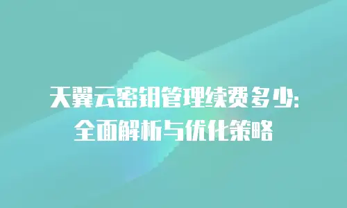 天翼云密钥管理续费多少：全面解析与优化策略