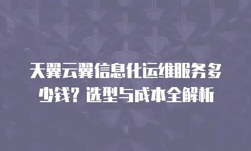 天翼云翼信息化运维服务多少钱？选型与成本全解析