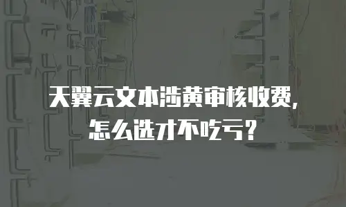 天翼云文本涉黄审核收费，怎么选才不吃亏？
