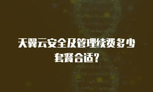 天翼云安全及管理续费多少套餐合适？