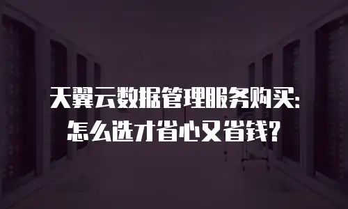 天翼云数据管理服务购买：怎么选才省心又省钱？