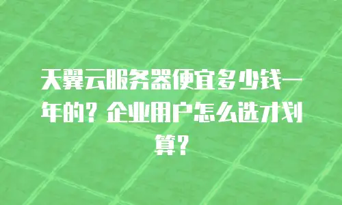 天翼云服务器便宜多少钱一年的？企业用户怎么选才划算？