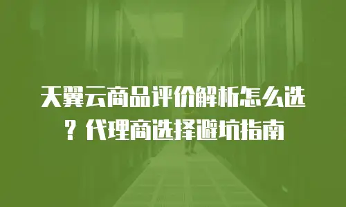 天翼云商品评价解析怎么选？代理商选择避坑指南