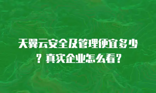 天翼云安全及管理便宜多少？真实企业怎么看？