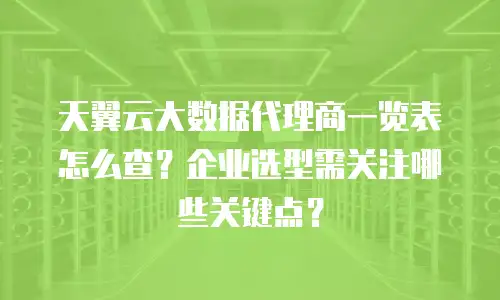 天翼云大数据代理商一览表怎么查？企业选型需关注哪些关键点？