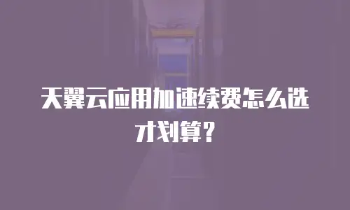 天翼云应用加速续费怎么选才划算？