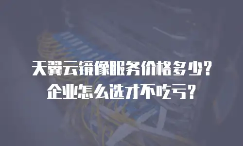天翼云镜像服务价格多少？企业怎么选才不吃亏？
