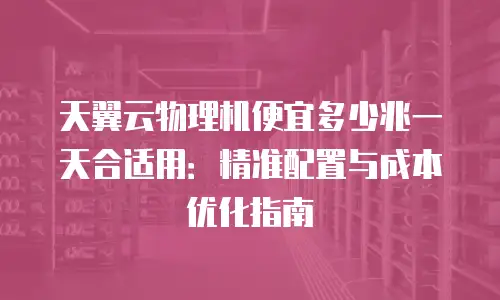 天翼云物理机便宜多少兆一天合适用：精准配置与成本优化指南