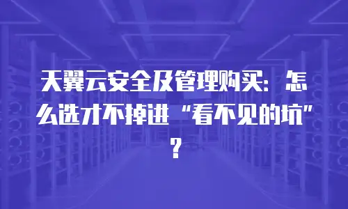 天翼云安全及管理购买：怎么选才不掉进“看不见的坑”？