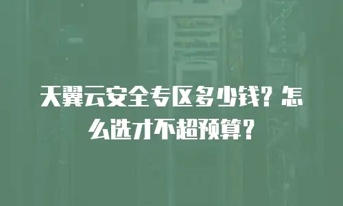 天翼云安全专区多少钱？怎么选才不超预算？