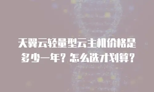 天翼云轻量型云主机价格是多少一年？怎么选才划算？